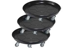 FLRISNTIG 20" Heavy Duty Plant Dolly with Wheels, 380lbs Metal Rolling Plant Stand with Casters, Round Wheeled Planter Caddy Roller Base Carry Potted Tree Flower Pot for Indoor Outdoor Garden, 3 Pack, Black