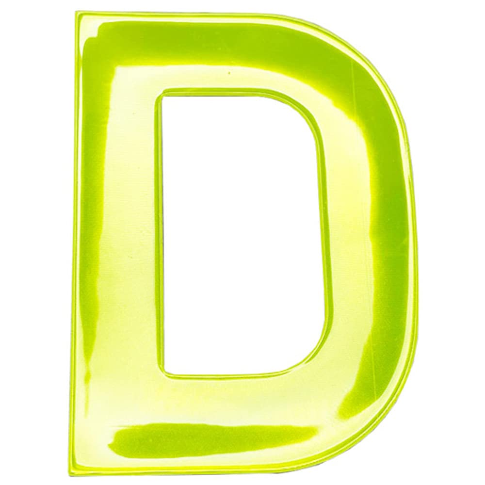 Merriway BH05613 (2 Pcs) Yellow High Visibility Reflective Plastic Stick-On Wheelie Bin Post Box Crate Dust Bin Letter 75 mm (3 Inch) Letter D - Pack of 2 Pieces