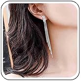 Allereyae Vintage Crystal Chandelier Dangle Earrings Rhinestone Tassel Chain Earrings Wedding Bridal Chandelier Earrings Gold Round Metal Snake Chain Earrings Jewelry for Women (Gold)