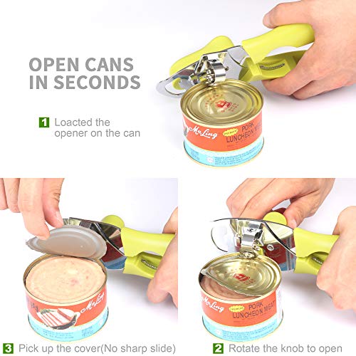MATTAY Manual Food-Safe Stainless Steel and Durable Smooth Edge,Heavy Duty Ergonomically Designed Handle,Best Can Openers, Green