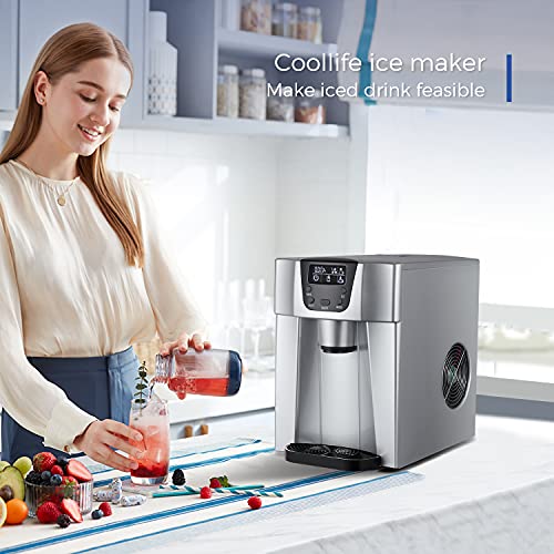 COOLLIFE Compact Countertop Ice Maker Machine with Water Dispenser