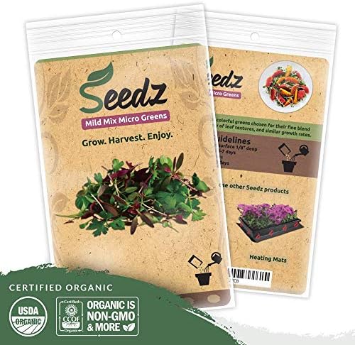 Organic Greens Seeds (APPR. 3000) Mild Mix Micro Greens - Heirloom Vegetable Seeds - Certified Organic, Non-GMO, Non Hybrid - USA
