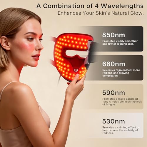 VRAIKO 9D LED Face Mask | Red Light Therapy Mask with 4 Modes, 328 LEDs, 3D Airflow Design & Light-Lock for Ultra-Comfortable Facial Spa | Premium Beauty Gifts for Women Men (Black)