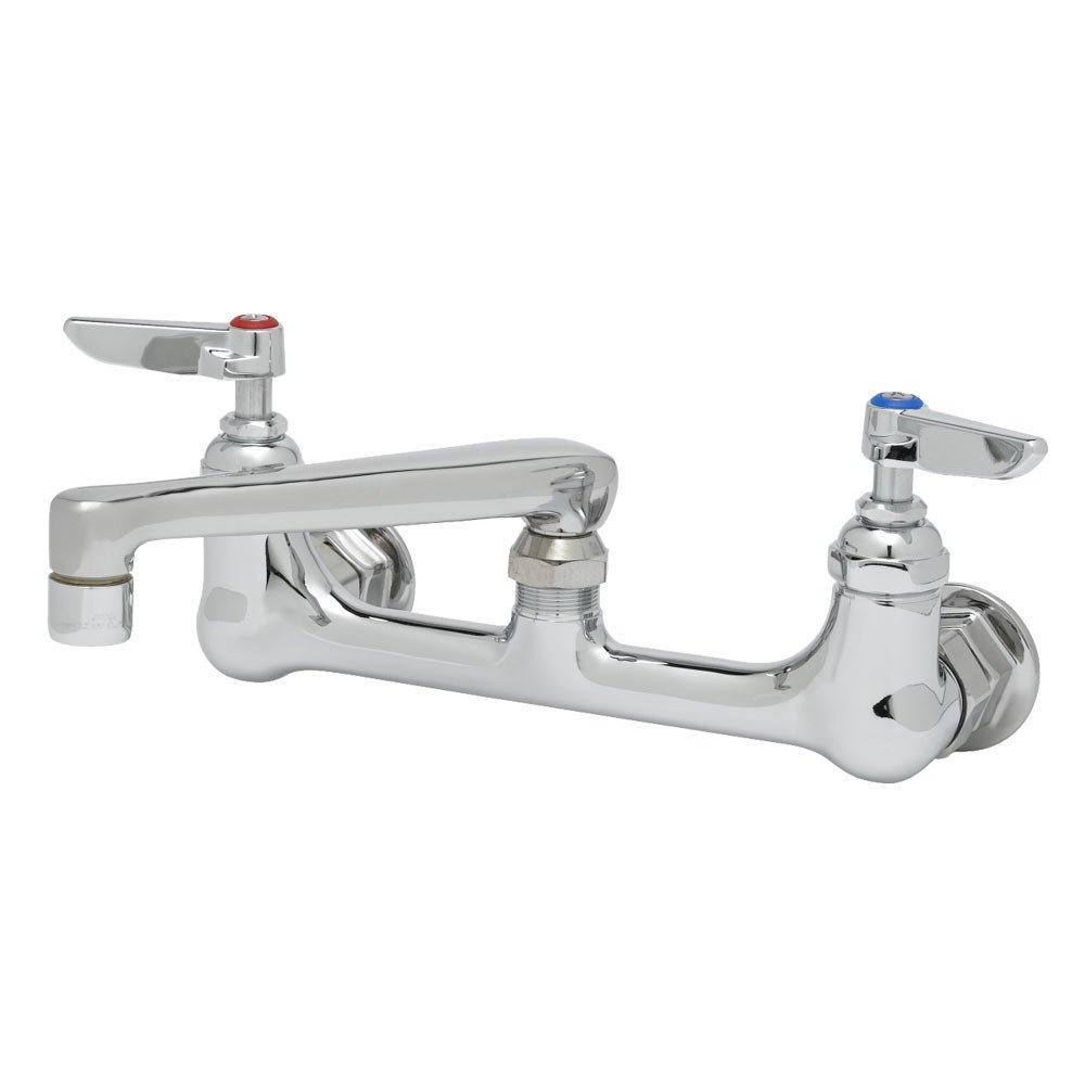 T&S Brass B02300CS8CR Wall Mount Faucet, 0CS8LT Swivel Cast Spout