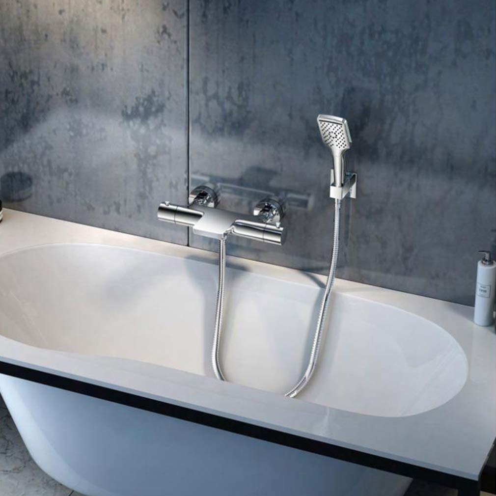 Mitigeur Thermostatique Mitigeur Robinet Baignoire Cascade Pour Douche 2 Sortie Melangeur En Laiton Mural Fini Chrome Hw109 Haoxin Robinets De Douche Bricolage