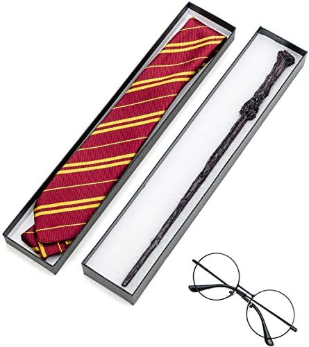 MISS FANTASY Wand Set for Cosplay Party Costume Accessories for Dress Up Party Christmas Gift Halloween Wands Set Include Wand Tie Eyeglass Packed with Gift Box