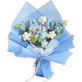 Chordobe Crochet Flower Tulip Bouquet: Handmade Artificial Flower Knitted Sunflower Bouquet for Festival Wedding Graduation Anniversary (Blue)