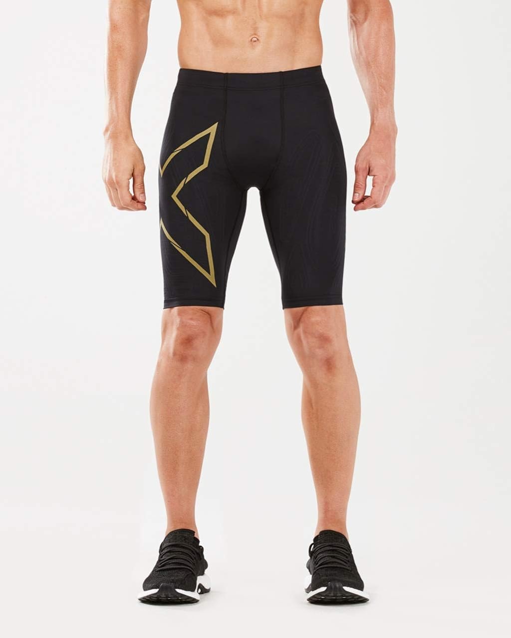 2XU Men's Light Speed Compression Shorts, Black/Gold Reflective, S - Image 3