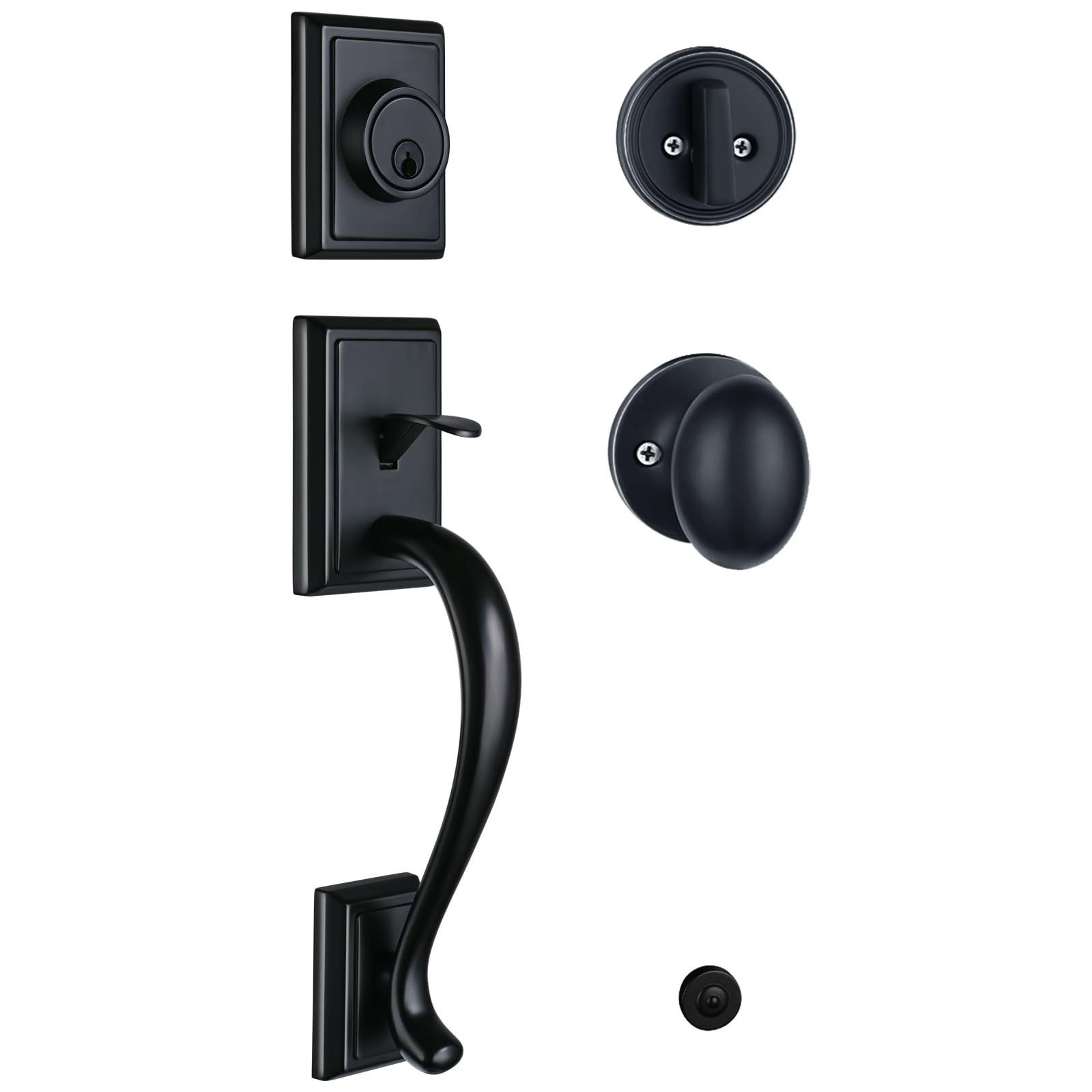 Photo 1 of HISAFE Matte Black Front Door Handle Set for Entry/Back Door, Exterior Door Lockset with Deadbolt&Knob, Reversible for Right&Left Handed