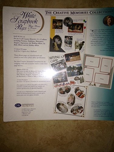 The Creative Memories Collection White Scrapbook Refill Pages 12" X 12" (2004 Discontinued ORIGINAL SIZE)