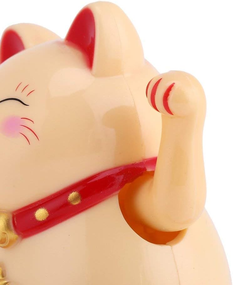 Zerodis Fortune Lucky Wealth Welcoming Cat Solar Powered Cute Cat with Waving Arm Home Display Car Decor(Yellow) - Image 5