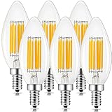 Candelabra Led Bulb By FadimiKoo E12 LED Dimmable Filament Bulbs Candelabra Edison 6-Watt- Warm White 2700K -High Efficiency-Pack Of 6