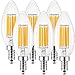 Candelabra Led Bulb By FadimiKoo E12 LED Dimmable Filament Bulbs Candelabra Edison 6-Watt- Warm White 2700K -High Efficiency-Pack Of 6