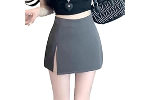 Women's Mini Skirt Skorts Y2k Split Zipper Side Stretchy Pencil Bodycon Skirts with Shorts Underneath 1Pcs Grey（XS-3XL