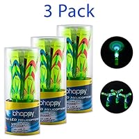 Bhappy Rocket Slingshot Helicopter with LED Lights Rocket Copters Launcher Toy for Kids 18 pcs Copters 6 pcs Launchers New Upgraded 3 Pack
