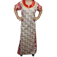 Mogul Womens Caftan Maxi Dress Printed Bohemian Fall Fashion Kaftan Nightgown