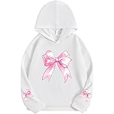SHENHE Girl's Bow Hoodie Oversized Graphic Sweatshirt Aesthetic Preppy Clothes Pullover