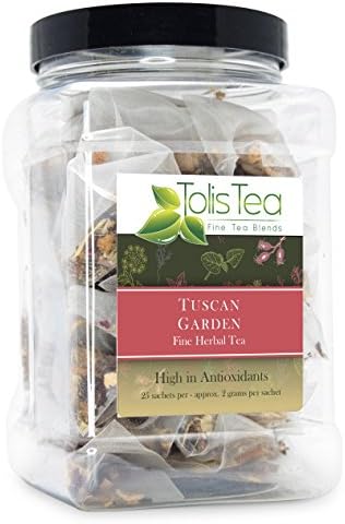 Tolis Tea Tuscan Garden Tea, Fine Herbal Tea with Rosehip and Calendula, High In Antioxidants, Naturally Caffeine Free, 25 Sachets
