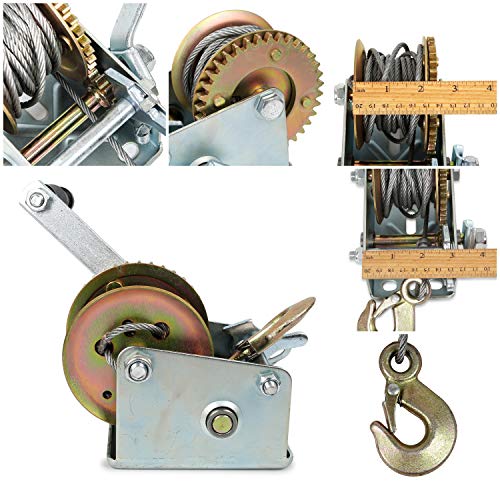 Heavy Duty Hand Winch 600 lbs Hand Crank Strap Cable Gear Winch Towing Winches ATV Boat Trailer (600 lbs) - Image 3