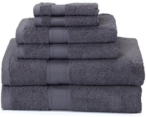 700 GSM Premium Bath Towels Set of 6 (2 Bath Towels 30" X 52", 2 Hand Towels 16" X 28" and 2 Washcloths 12" X 12") - 100% Cotton, Super Soft, Ultra Absorbent (Grey)