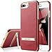 iPhone 7 Plus Case, G-CASE [Plating ] - Red and Metallic Rose Gold [Metal Kickstand][Anti-Scratch][Synthetic Leather][Shockproof] Compatible Apple iPhone 7 Plus (2016)