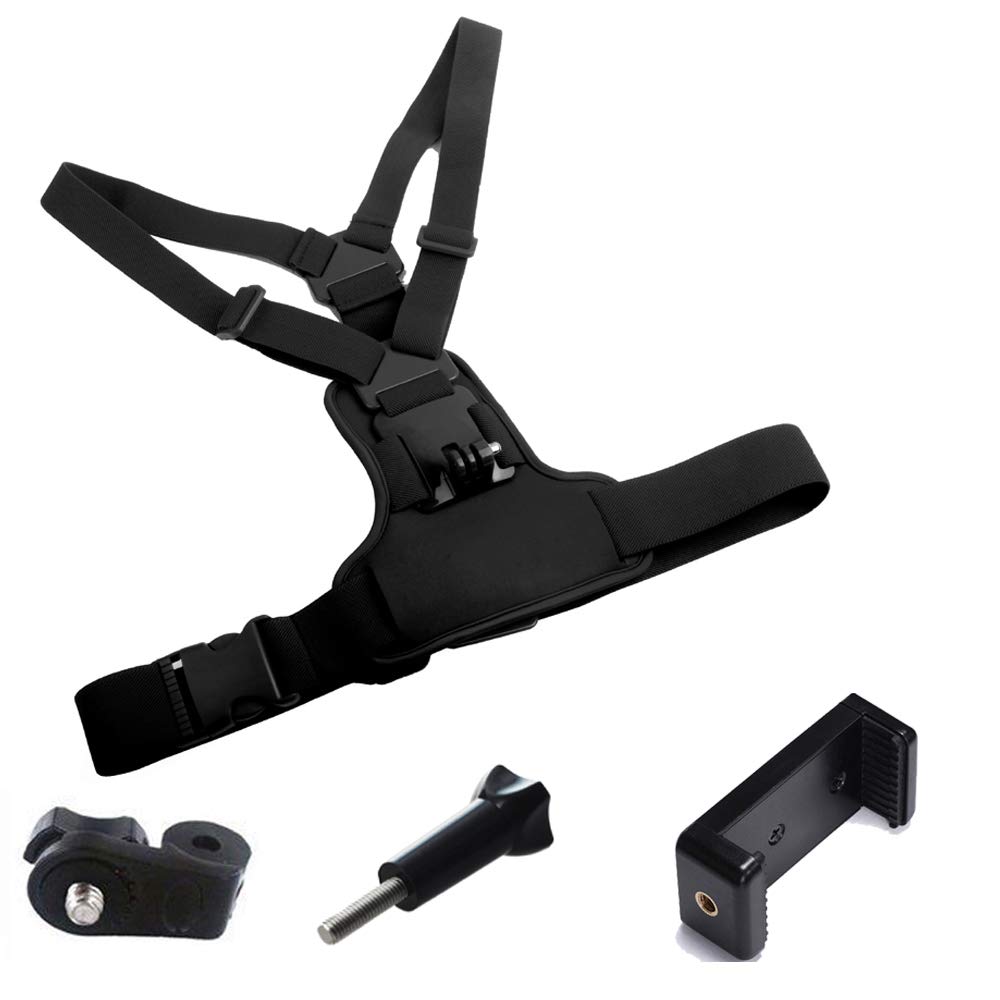 Supkeyer 2019 Updated Adjustable Cellphone Selfie Chest Mount Chest Harness Strap with Cell Phone Clip for iPhone Xs XR Max X 8 7 6 + Samsung Galaxy S10 S10+ 9 8 Note 10 9 8 Oneplus 7 6 5 LG