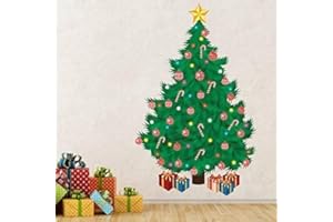 WALPLUS Christmas Decorations Clearance for Home Indoor Wall Stickers Merry Christmas Decor Wall Murals Decals Living Room Children Nursery Restaurant Cafe Hotel Home Decor (Traditional Christmas Tree)