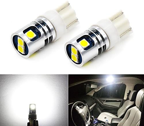 Carr Lighting 194 6000K White Super Bright 168 2825 W5W T10 Wedge 3030 5-SMD LED Bulbs for Car Interior Map Dome Door Courtesy License Plate Lights