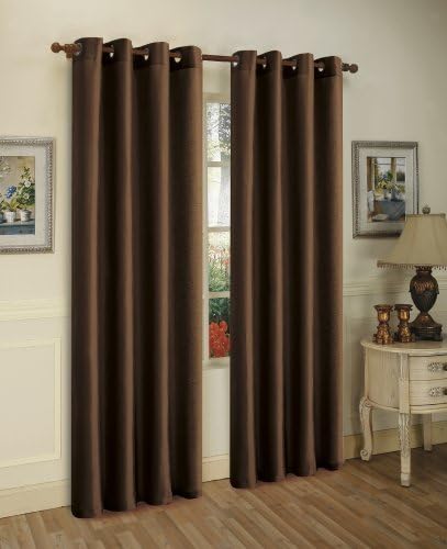 Sabah Faux Silk Grommets Window Treatment Panel, Chocolate, 55-Inch by 84-Inch