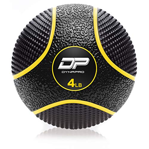 DYNAPRO Medicine Ball | Exercise Ball, Durable Rubber, Consistent Weight Distribution, Comfort Textured Grip for Strength Training (4LB- Yellow)