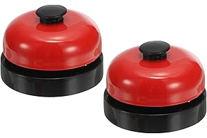 PATIKIL Desk Call Bell 2.5" Diameter,2 Pcs Dinner Desk Front Bell for Service with Metal Anti-Rust Construction for Hotel Restaurant Reception Areas Office Warehouse, Black/Red