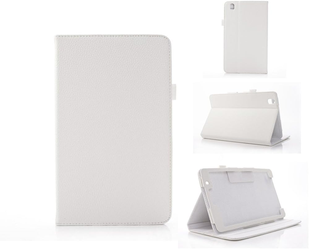 Annzon Litchi Leather Case Stand For Samsung Galaxy Tab Pro 8.4 Case - Premium Slim Hard Shell Leather Case Cover SM-T320/325 (2014 Edition) (Galaxy Tab Pro 8.4 (SM-T320/325), White)