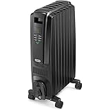 De'Longhi Oil-Filled Radiator Space Heater, Quiet 1500W, Adjustable Thermostat, 3 Heat Settings, Timer, Energy Saving, Safety