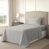 Pizuna Twin Sheet Set 100% Luxury Cotton 1000 Thread Count Soft Sateen Weave Breathable Hotel Quality Cooling Bed Sheets Twin Size Bedding Set with Deep Pocket & Easy Fit Bedsheet (3PC) Silver