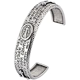 BaBakiak Virgin Mary Cross Bracelet - Virgin of Guadalupe Scriptures Stainless Steel Bangle - Religious Catholic Gifts