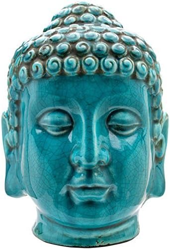 Turquoise Crackle Glaze Thai Buddha Head 25.5 cm by Love Your Gifts