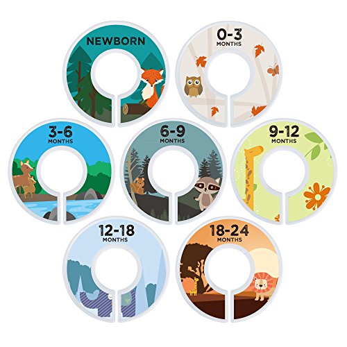 Baby Nest Designs Closet Dividers for Baby Clothes [Woodland Animals]- 7x Baby Clothing Size Age Dividers from Newborn Infant to 24 Months - Woodland Baby Clothes Dividers and Nursery Closet Organizer - Thumbnail 2