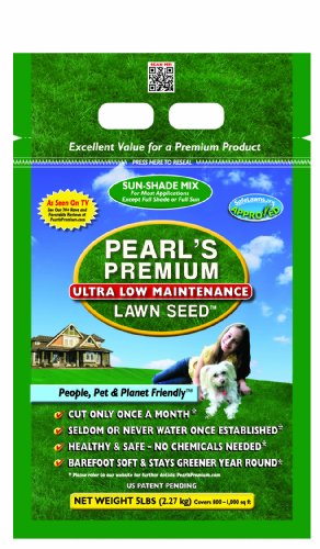 Pearl's Premium Ultra Low Maintenance Lawn Seed, 5-Pound, Sun/Shade Blend