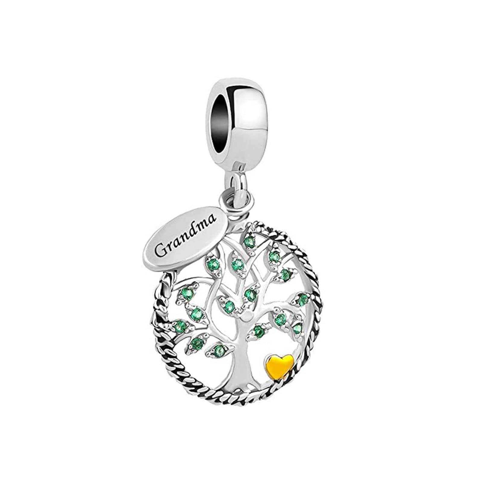KunBead Jewelry Grandma Grandmother Nana Love Family Tree Bead Charms Compatible with Pandora Bracelets