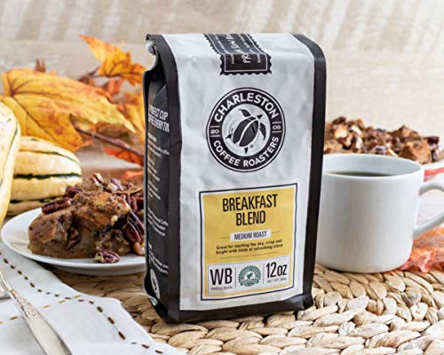 CHARLESTON COFFEE ROASTERS | SPECIALTY ORGANIC GROUND COFFEE | HAND PICKED, PREMIUM SLOW ROAST (BREAKFAST BLEND, MEDIUM ROAST) 12OZ