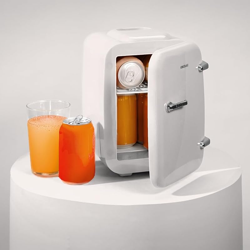 Mini Frigorifero Bolero MiniCooling 4L Habana White, 12V-220V, Compatibile con auto e roulotte, Funzione di raffreddamento e riscaldamento, Intervallo di temperatura 5-65°C, Trasporto facile