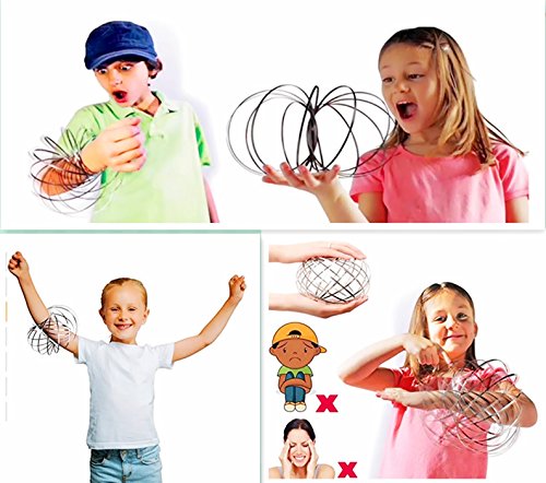 Flow Ring Toy, Kinetic Educational Spring Toy with Multi-Sensory, Interactive, 3D-Shaped Flow Ring ,2 Packs,Sliver