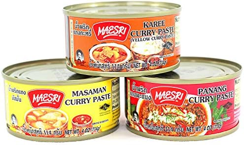 Variety Curry Paste Masaman, Karee and Panang Curry 4 oz Each (3 Pack)