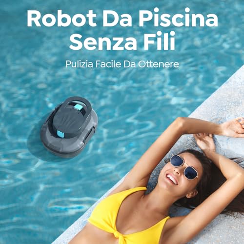 S1PRO (Versione 2026) Robot Piscina Senza Fili, 120 Min di Pulizia, Doppio Motore Aspiratore Piscina, Ricarica 2,5 Ore, per Piscine a Fondo Piatto fino a 100 m², Grigio