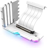 EZDIY-FAB AH00 ARGB Vertical GPU Mount with PCIe 5.0 x16 Riser Cable, White | Additional GPU Brace, 5V ARGB Sync, Reinforced Steel, GPU Showcase, Mid/Full ATX Cases, Fully Open PCIe, 7+ PCIe Slots