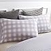 Exclusivo Mezcla Luxury Hotel Quality 3-Piece Double Brushed 1800 Series Microfiber Reversible Duvet Cover Set with 2 Pillow Shams - Full/Queen Size, Light Grey Plaid