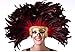 ZUCKER - Large Carnival Costume Feather Headdress - Red Halloween Mask Cosplay Party Hair Accessory