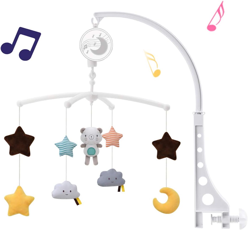 Jouet En Tissu Confortable Pour Nouveau Ne Noel Pour Cadeaux Poussette Rotative Chevet Cloche Hochet Jouet Avec Musique Douce Et Lumieres Pour Nouveau Ne Decoration Mobile Musical Pour Lit Bebe Bebe Et Puericulture Mobiles