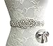 E-Clover Bridal Crystal Rhinestone Wedding Dress Sash Belt With Ribbon (Grey)