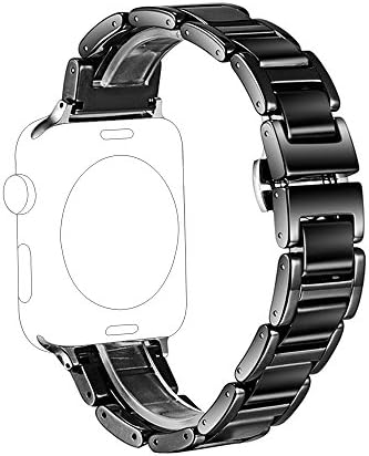 For Apple Watch Band , Topun Replacement Ceramic Watch Band Strap For Apple Watch All Models (38mm Black)